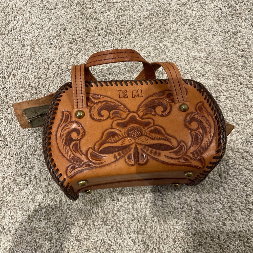 Vintage Brown Leather Hand Tooled
